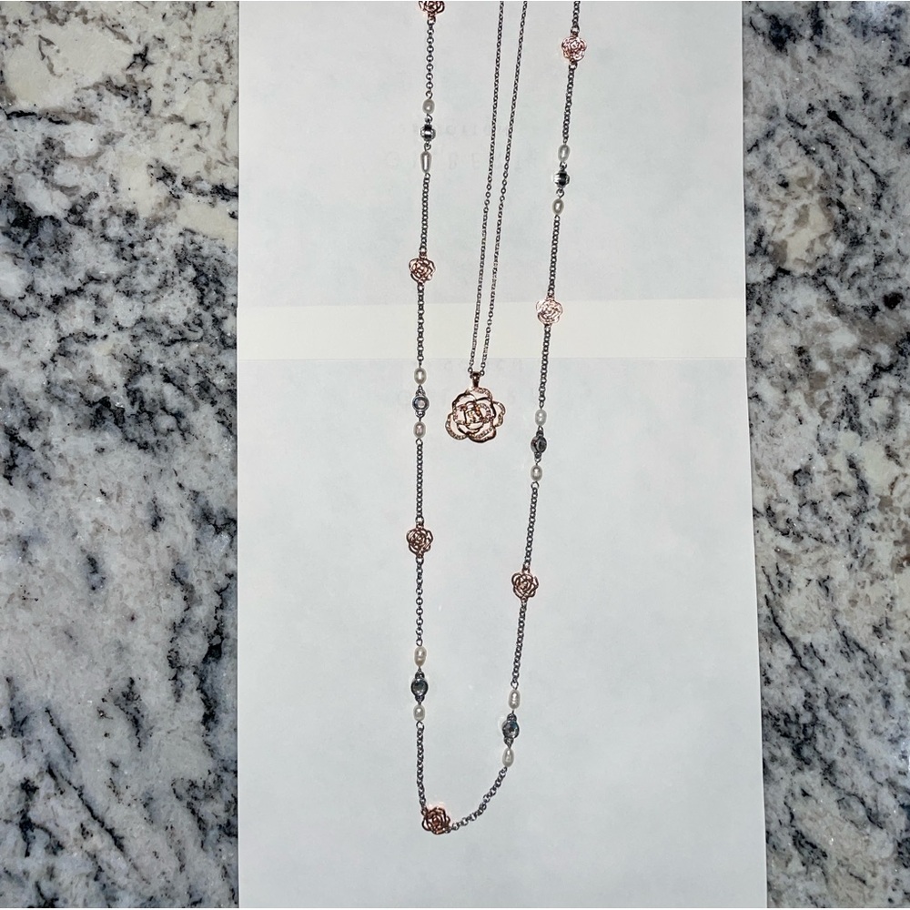 Like New Lia Sophia Double Rose Gold and Silver Convertible Necklace.